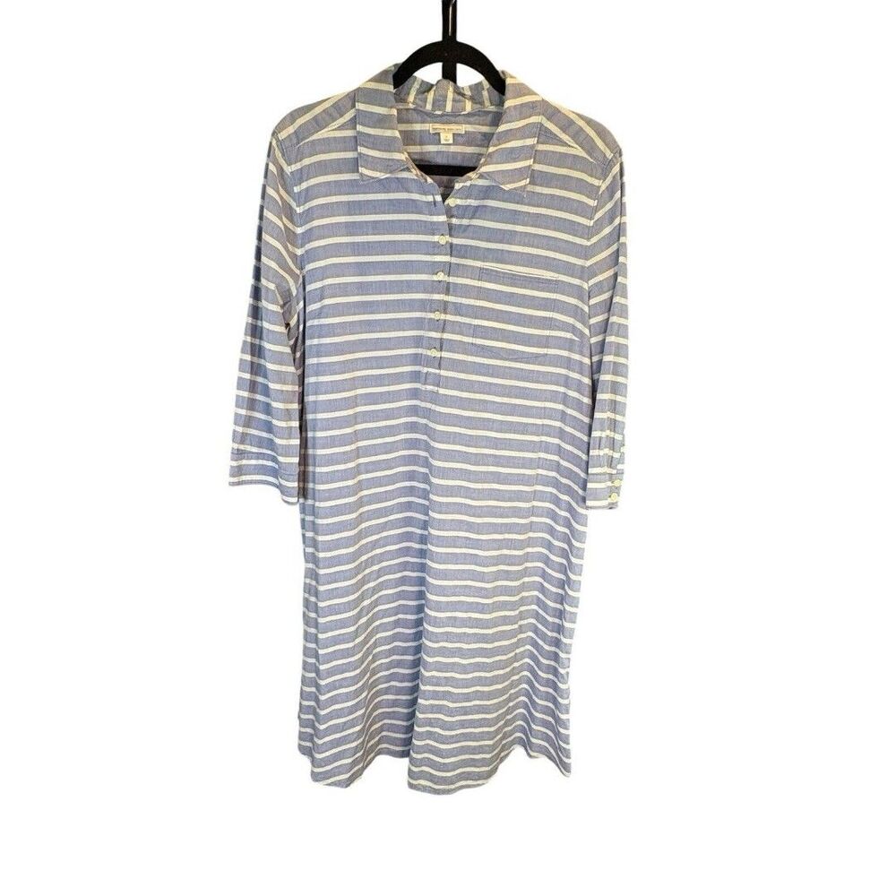 Gap Maternity Button Front Shirt Dress Chambray Blue And White Stripe. Large